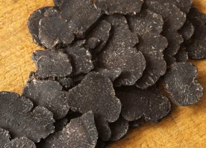 Slices of black winter truffle.