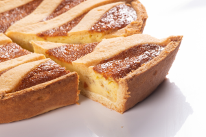 Slice cut out of pastiera napoletana.